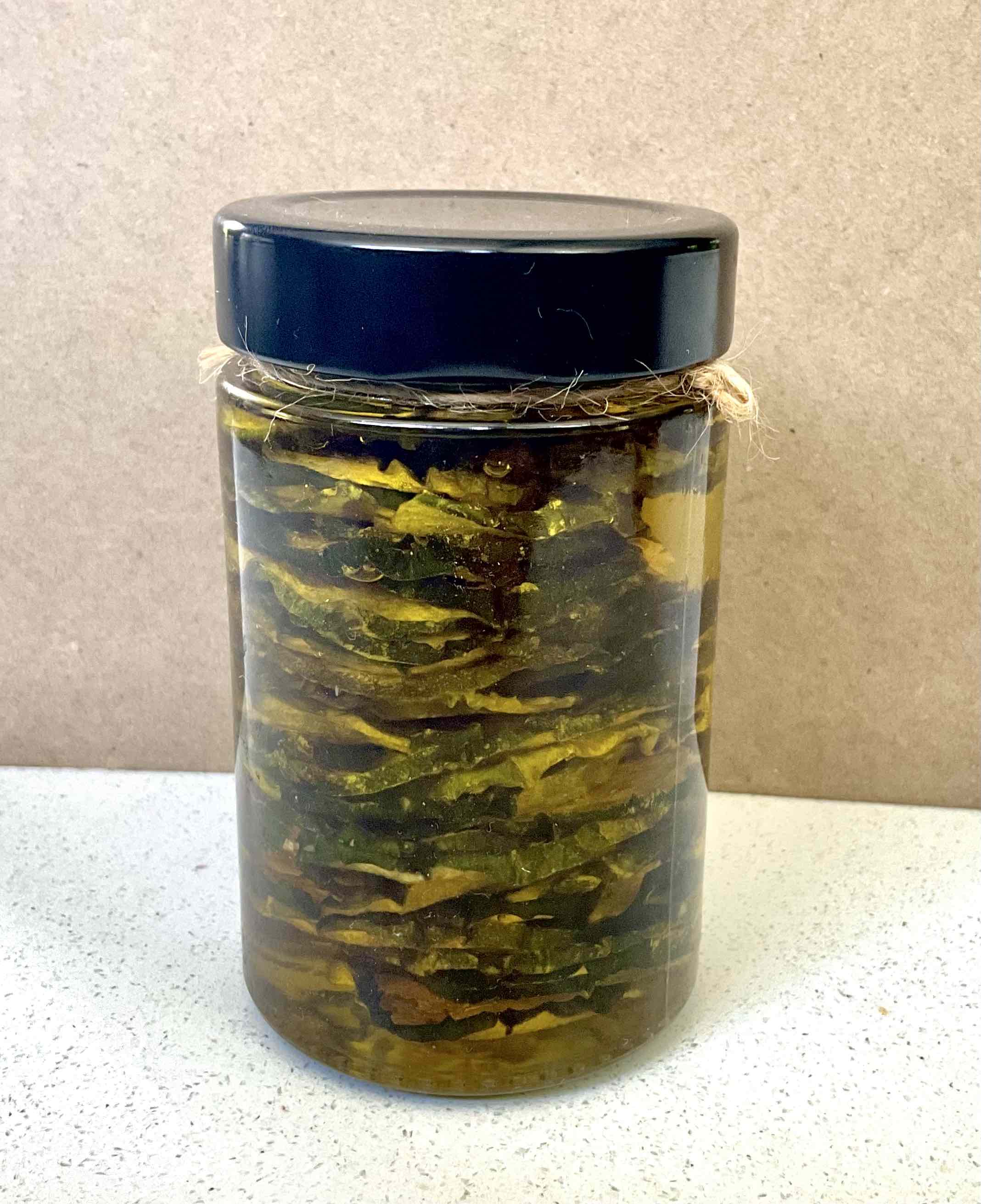 dry cucumber in olive oil